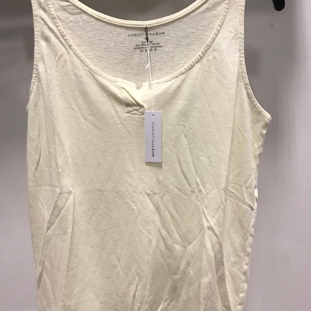 NWT Christina Lehr skipper tank top tee t shirt hemp organic cotton USA